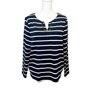 Barbour Womens Size 12 Watergate‎ Overlayer Top Long Sleeve Nautical Navy Stripe